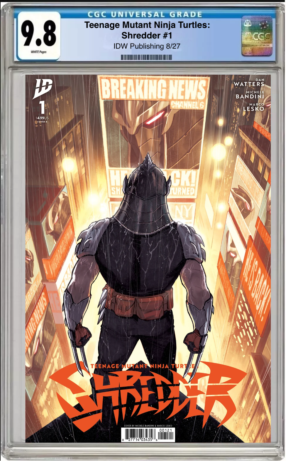 Comic book cover of Teenage Mutant Ninja Turtles: Shredder #1 Cover B with CGC 9.8 grading label.