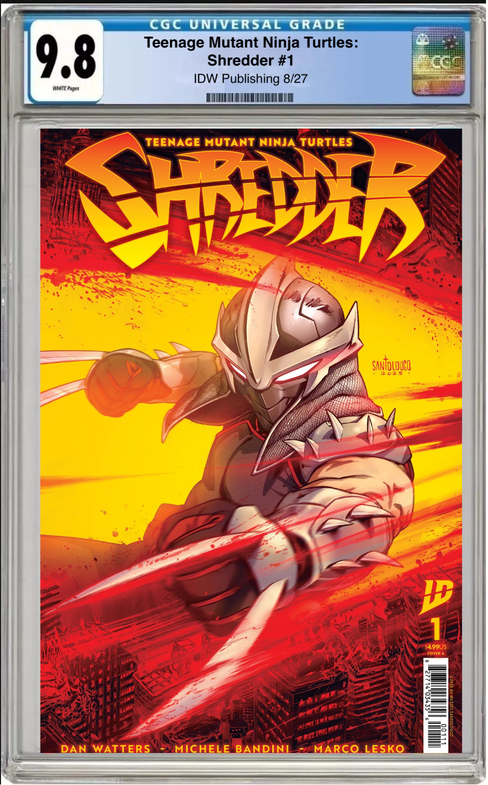 Comic book cover of Teenage Mutant Ninja Turtles: Shredder #1 Main Cover with CGC 9.8 grading label.