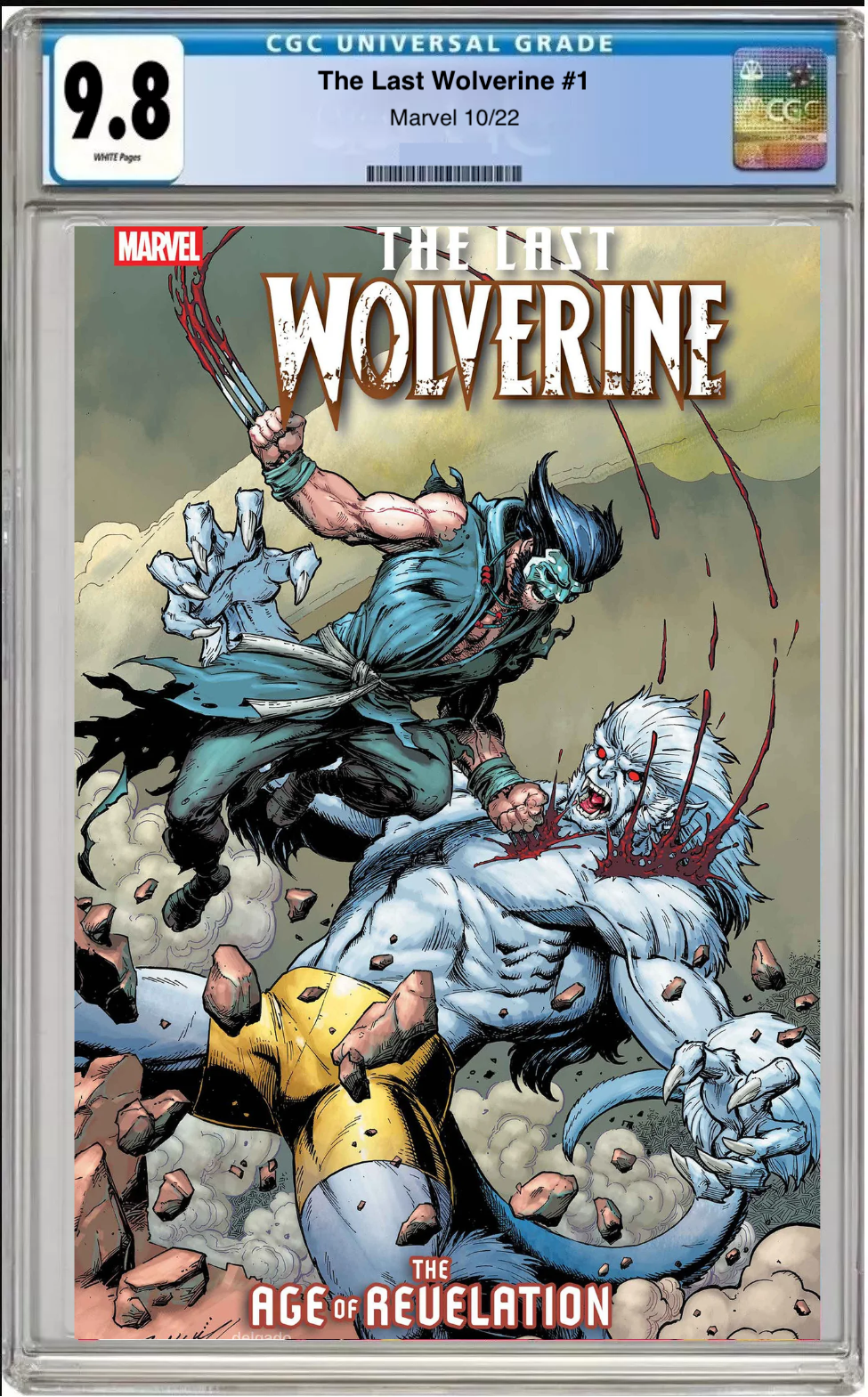 Comic book cover of The Last Wolverine #1 Mark Bagley Revelation Cover with CGC 9.8 grading label.