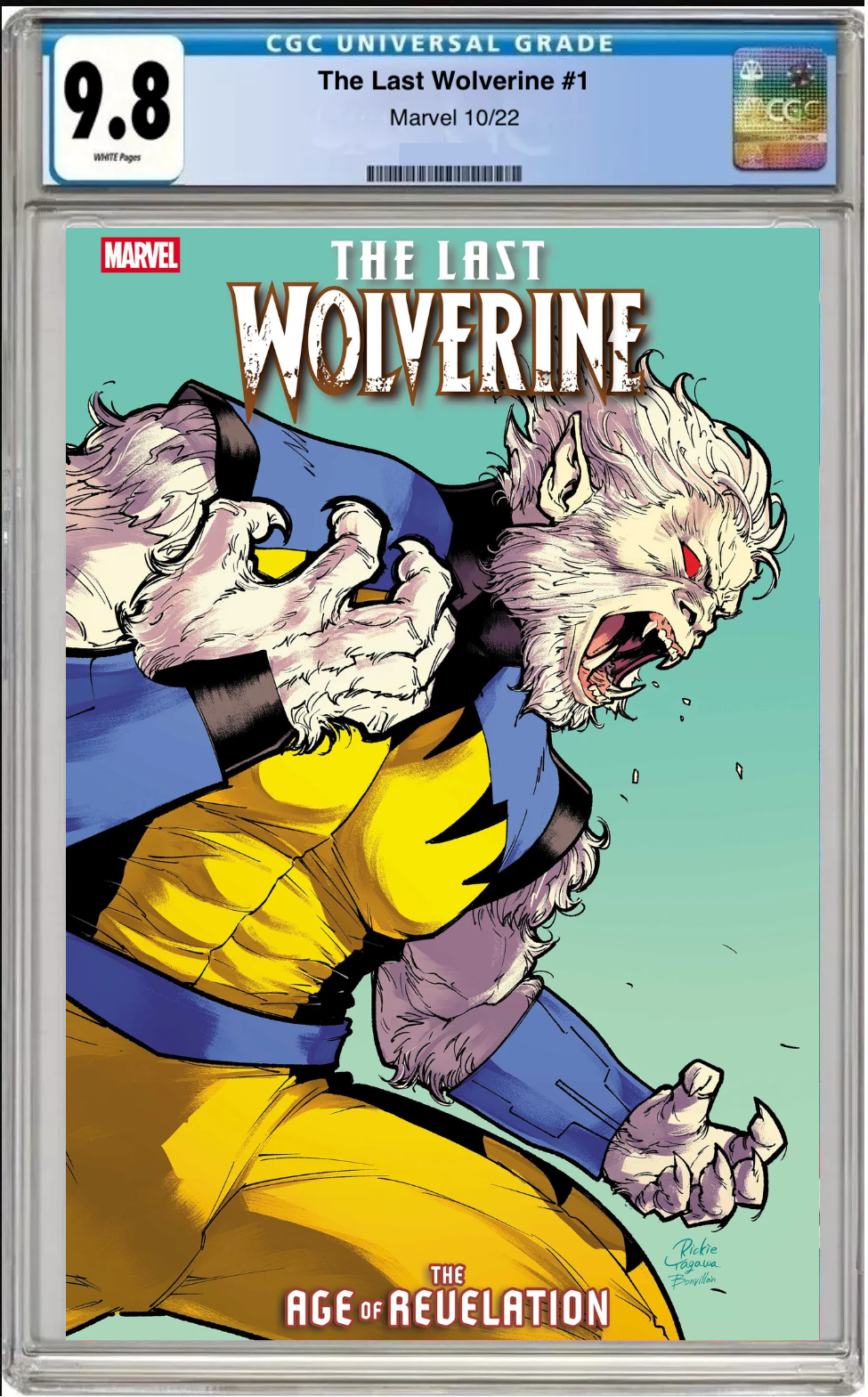 Comic book cover of The Last Wolverine #1 Rickie Yagawa Wendigo Cover with CGC 9.8 grading label.