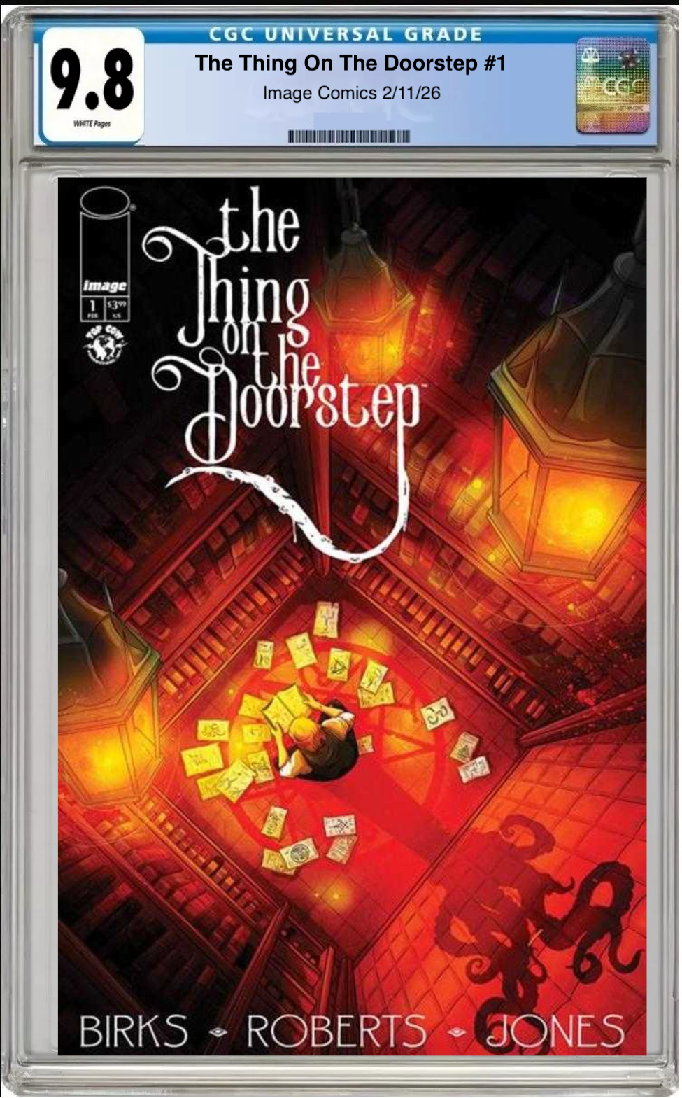 Comic book cover of The Thing on the Doorstep #1 Cover B with CGC grading label.
