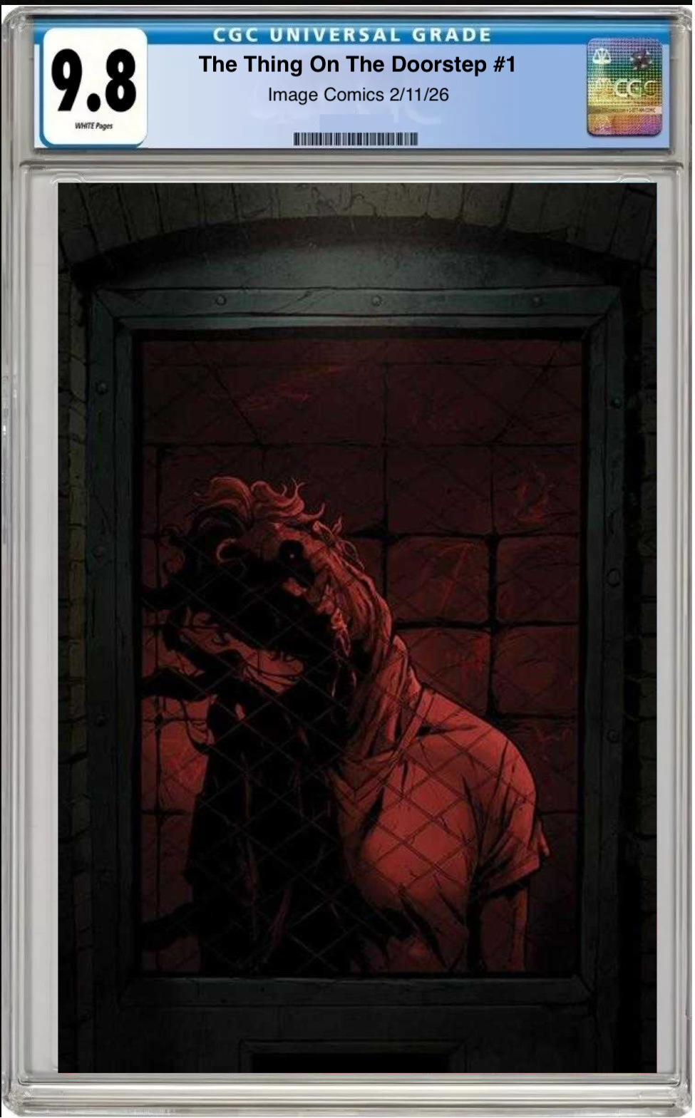 Comic book cover of The Thing on the Doorstep #1 Cover C 1:10 Ratio with CGC grading label.