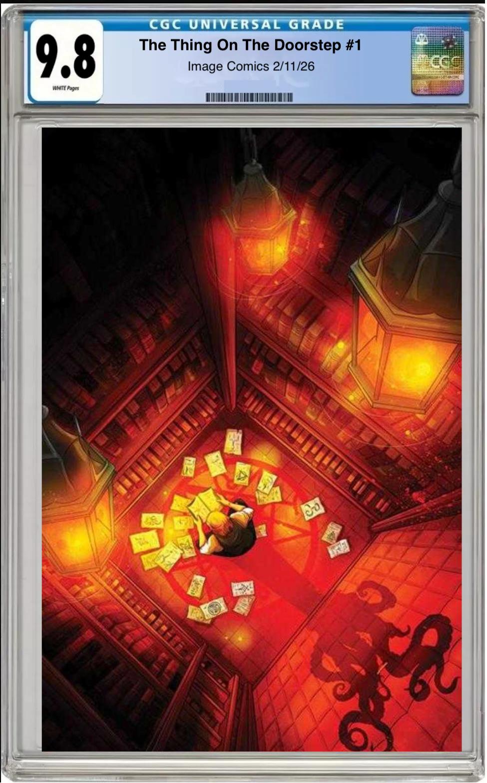 Comic book cover of The Thing on the Doorstep #1 Cover D 1:25 Variant with CGC grading label.