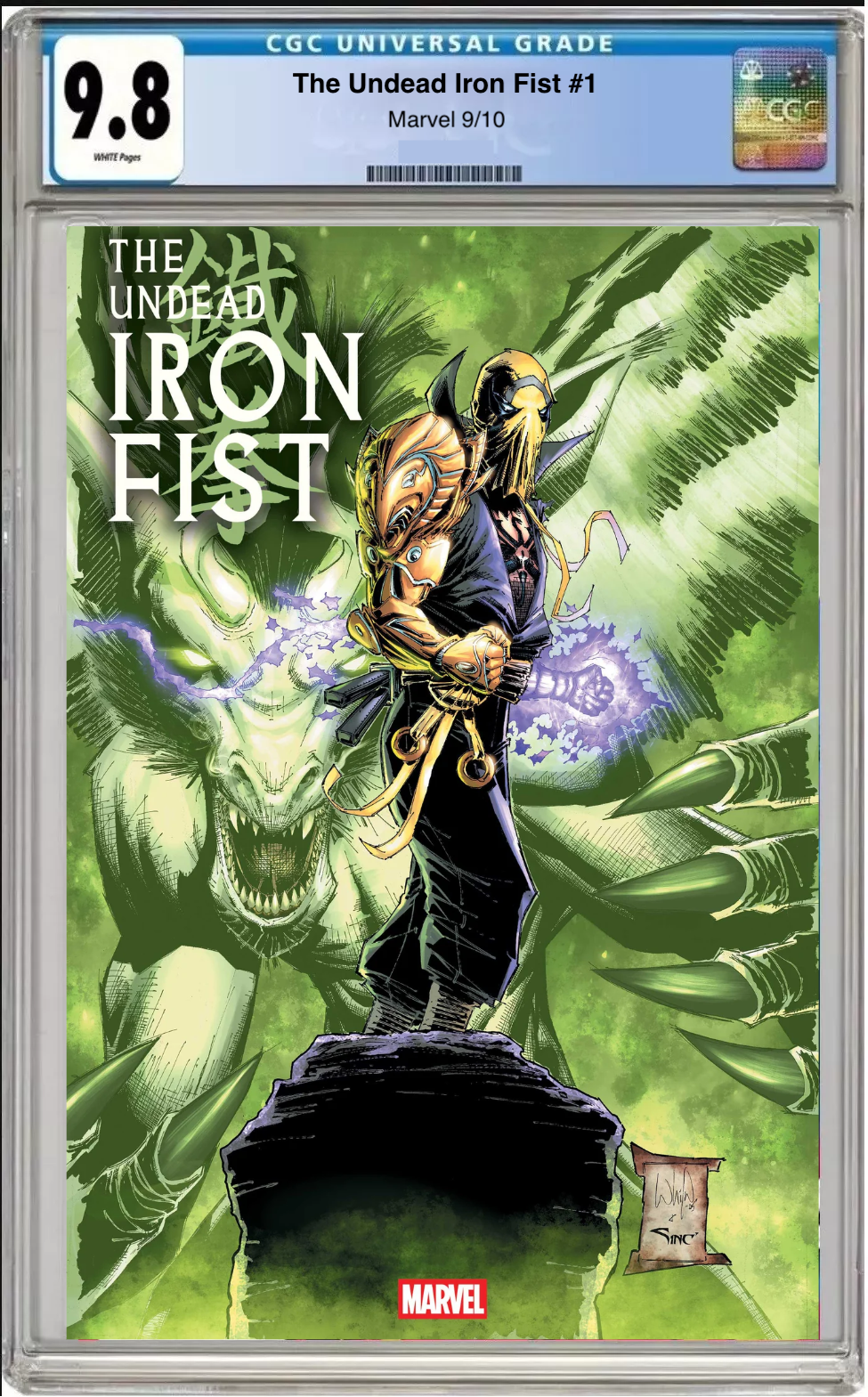 Comic book cover of The Undead Iron Fist #1 Main Cover with CGC grading label.