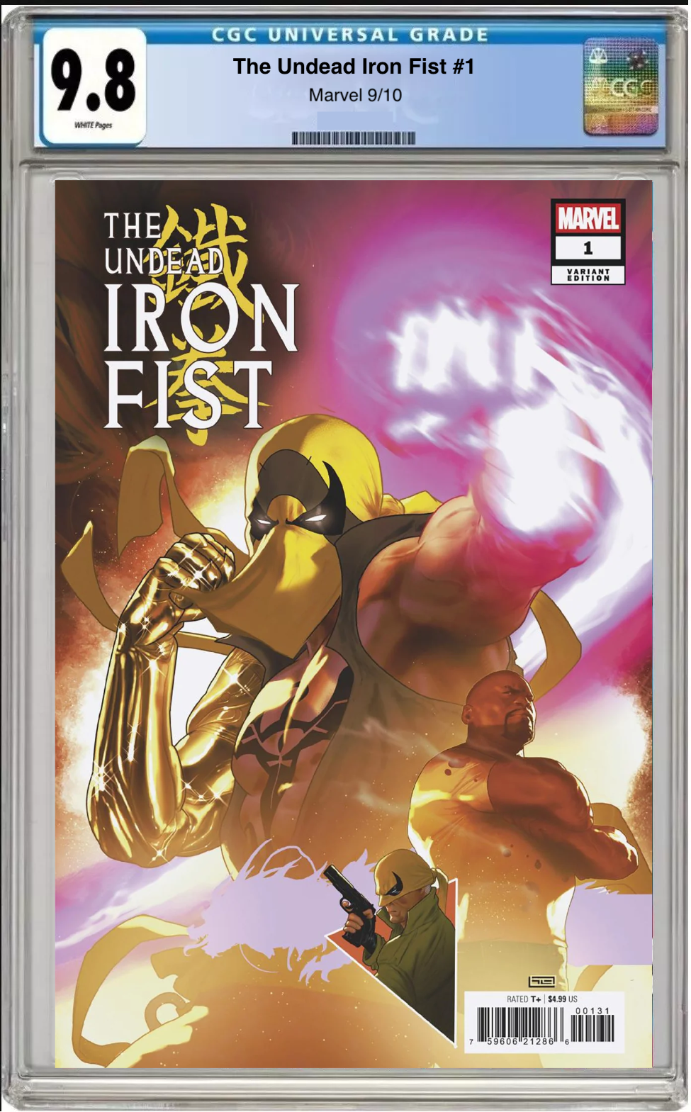 Comic book cover of The Undead Iron Fist #1 Taurin Clarke Cover with CGC grading label.