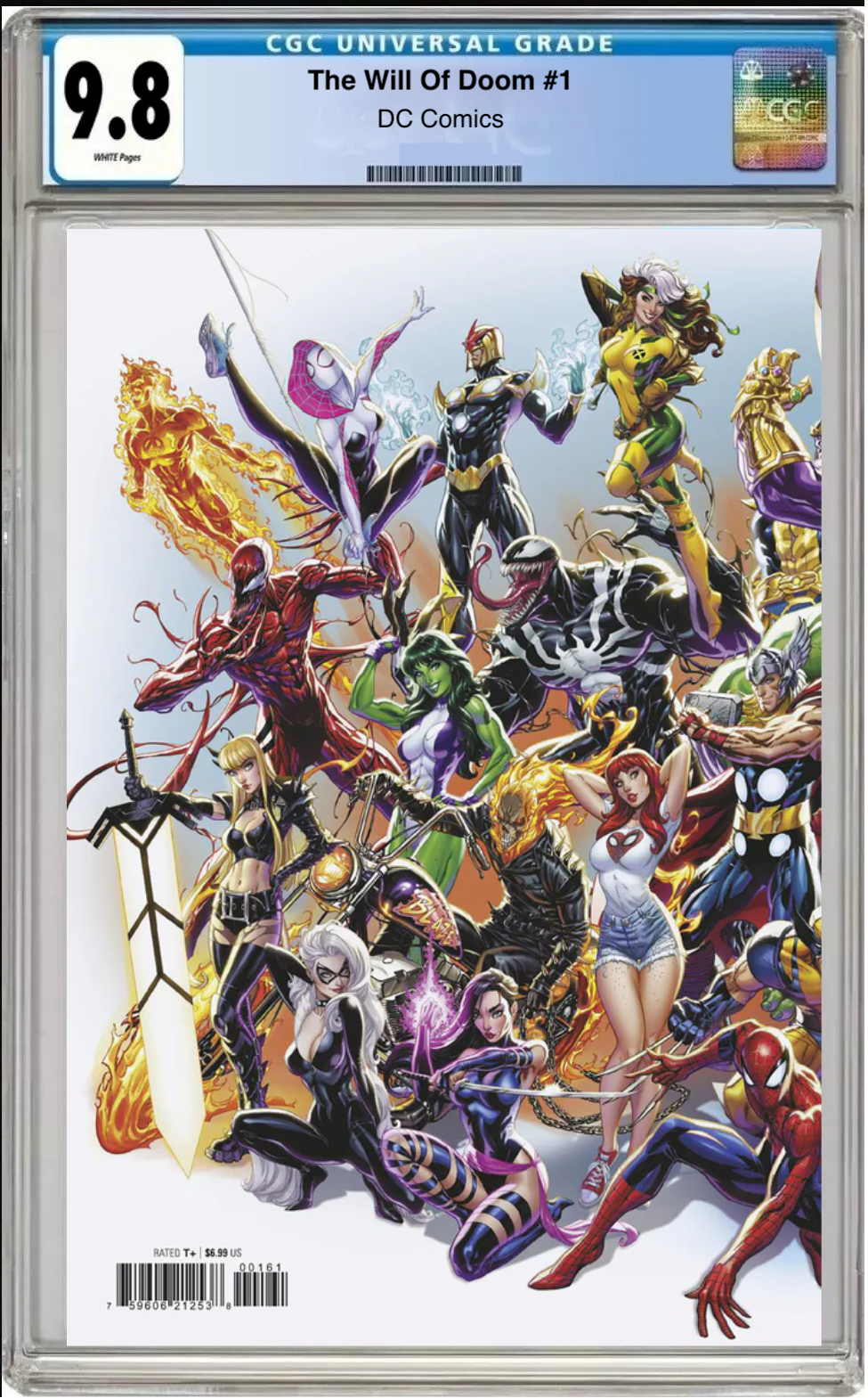 Comic book cover of The Will of Doom #1 J. Scott Campbell Wraparound Cover with CGC grading label. back