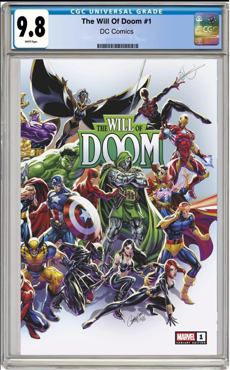 Comic book cover of The Will of Doom #1 J. Scott Campbell Wraparound Cover with CGC grading label. front 