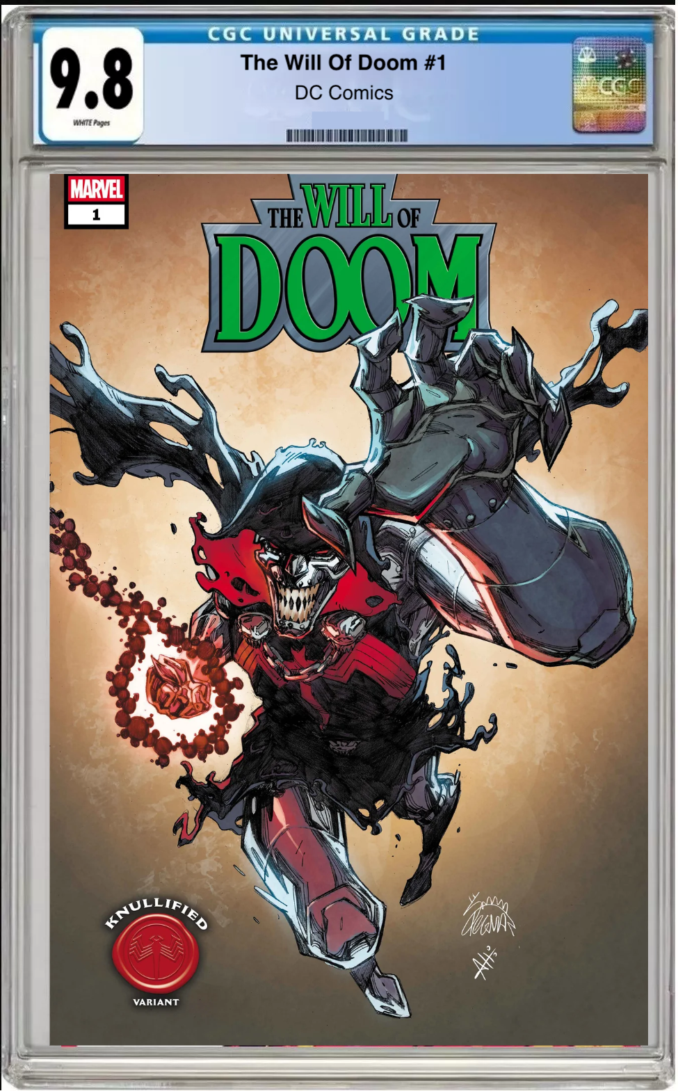 Comic book cover of The Will of Doom #1 Ryan Stegman Knullified Cover with CGC grading label.