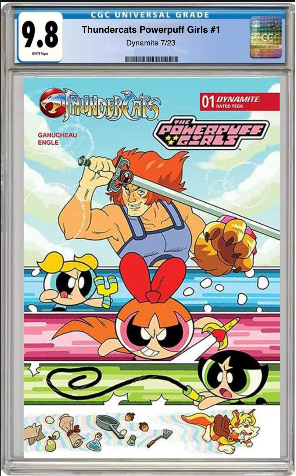 Thundercats Powerpuff Girls #1 Cover B comic book with CGC 9.8 grading label

