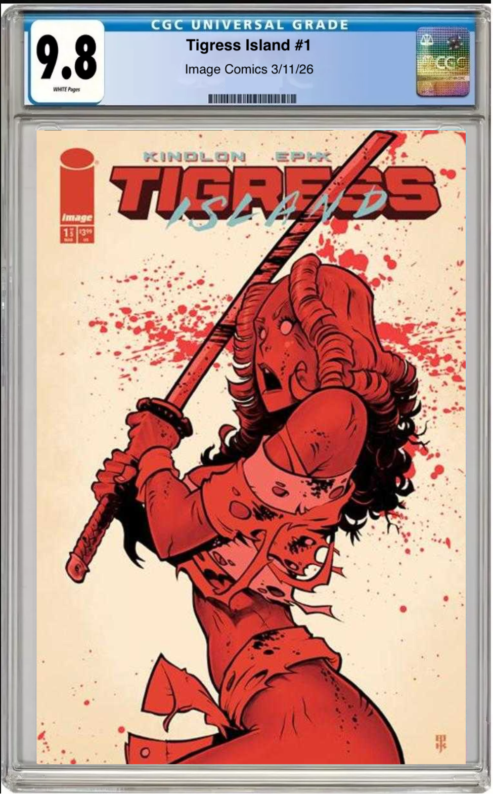 Comic book cover of Tigress Island #1 Cover B with CGC grading label.