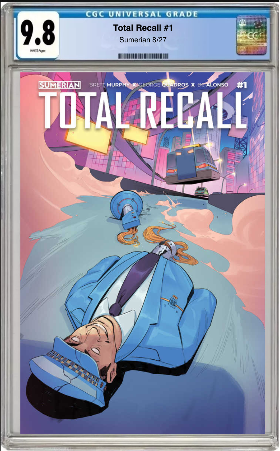 Comic book cover of Total Recall #1 Cover C Adiletto with CGC 9.8 grading label.