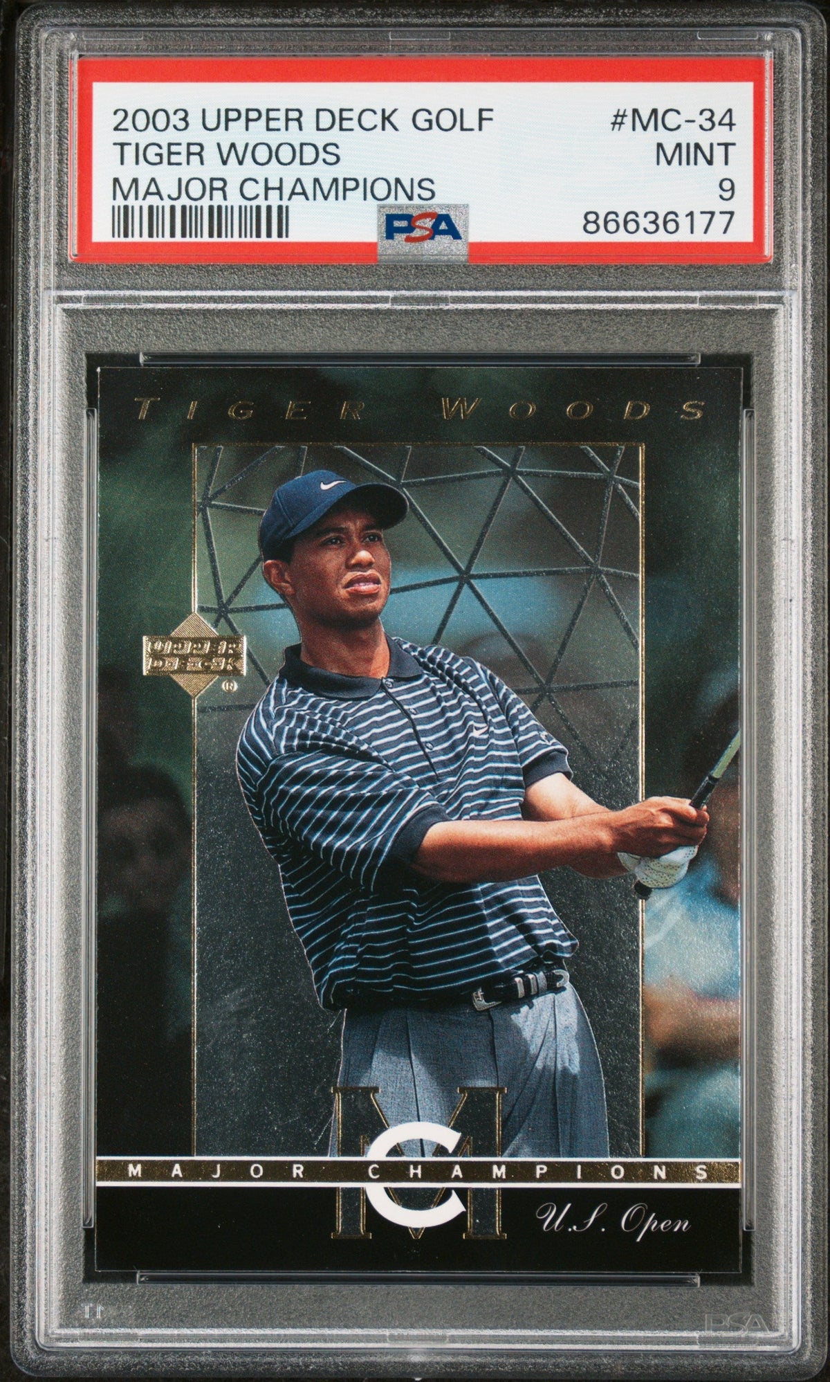 2003 UPPER DECK MAJOR CHAMPIONS TIGER WOODS MAJOR CHAMPIONS #MC-34 - PSA 9