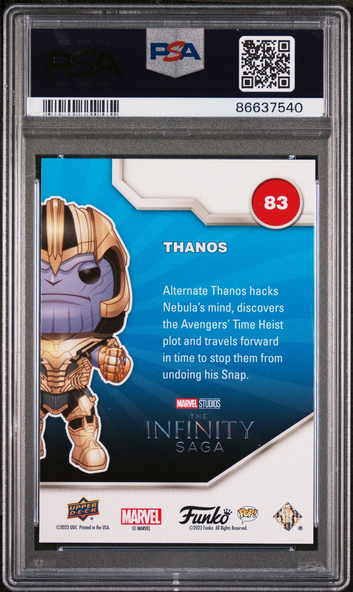 2023 UPPER DECK FUNKO POP MARVEL  THANOS PLATINUM #83  PSA 10