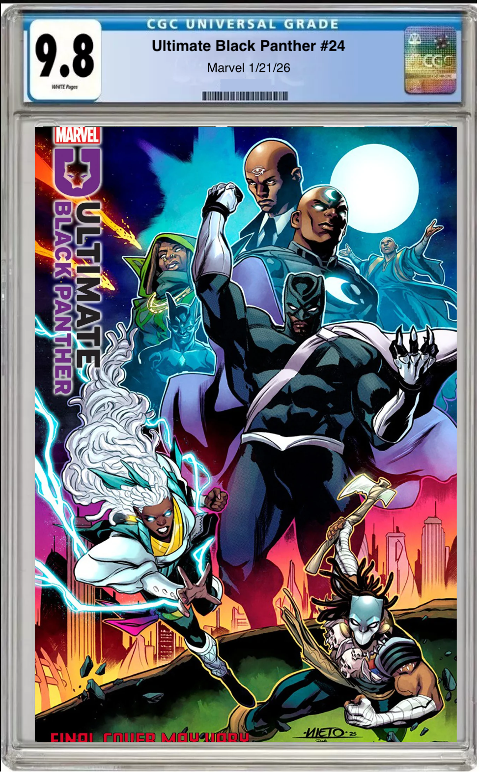 Comic book cover of Ultimate Black Panther #24 Carlos Nieto Cover with CGC grading label.