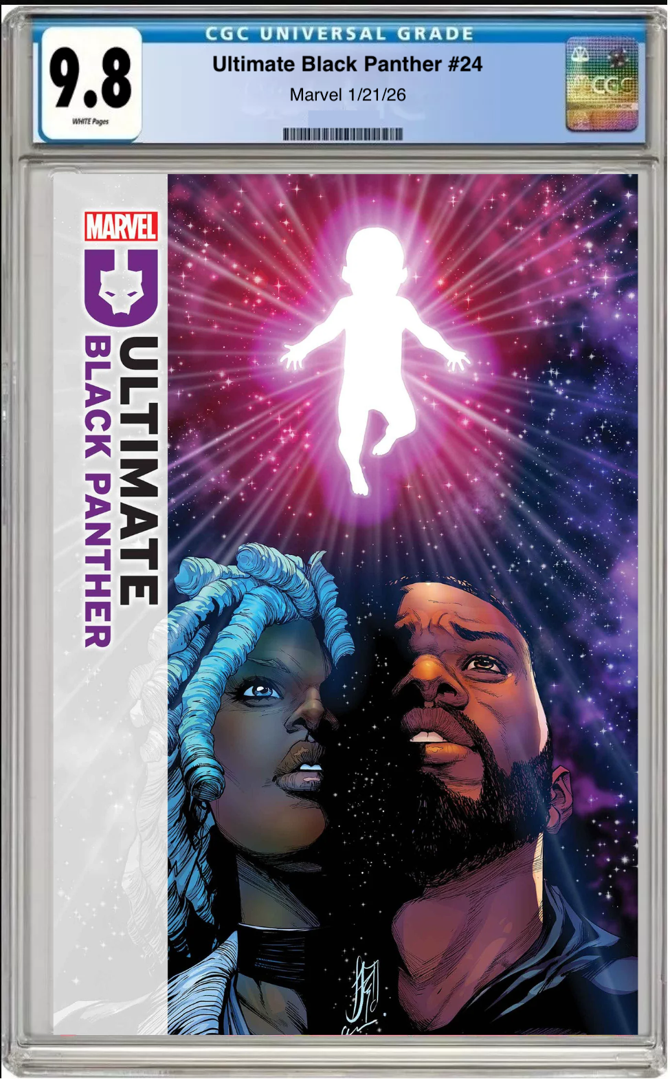 Comic book cover of Ultimate Black Panther #24 Main Cover with CGC grading label.