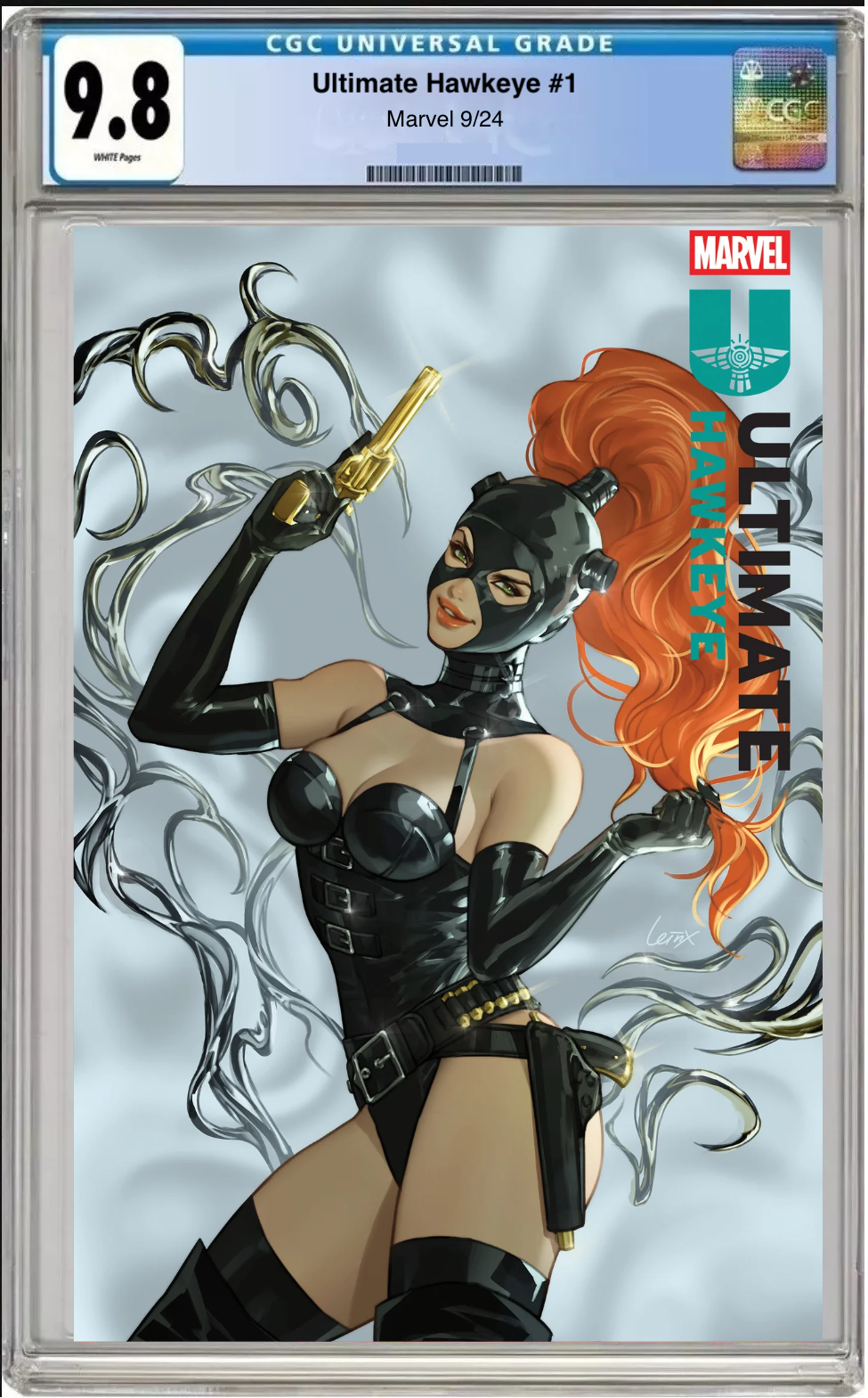 Comic book cover of Ultimate Hawkeye #1 Leirix Ultimate Special Variant with CGC grading label.