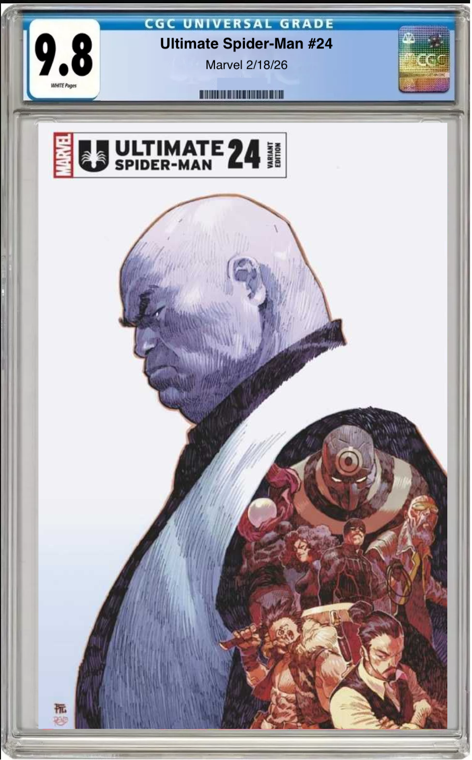 Comic book cover of Ultimate Spider-Man #24 Dike Ruan Villains Cover with CGC grading label.