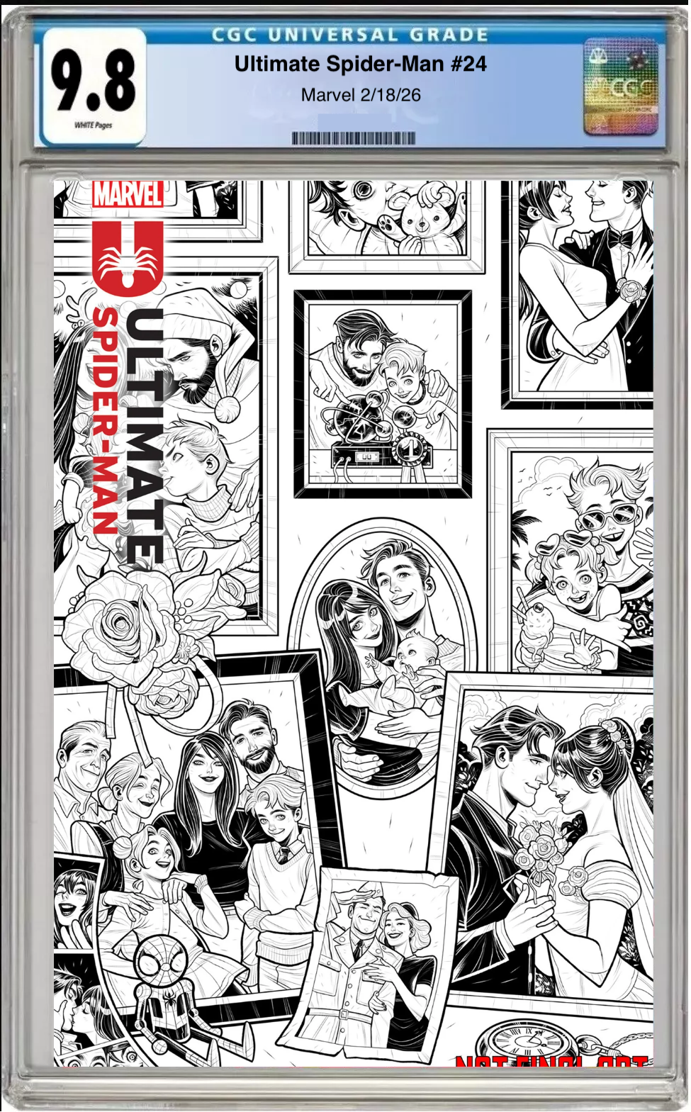 Comic book cover of Ultimate Spider-Man #24 Elizabeth Torque Cover with CGC grading label.