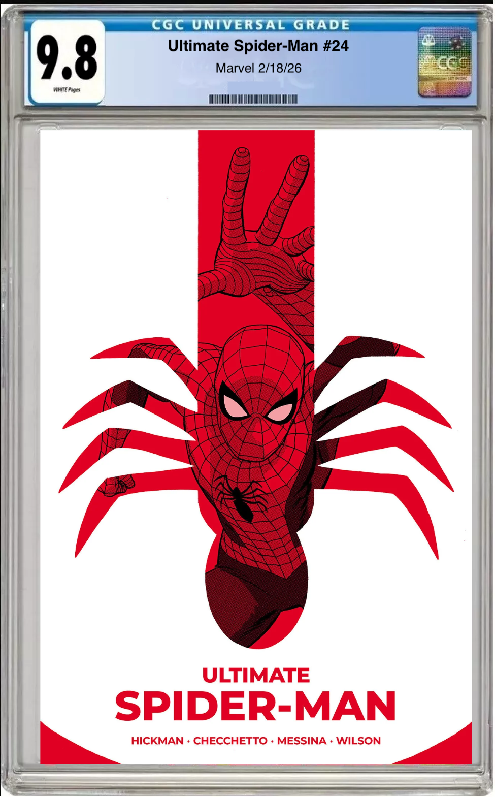 Comic book cover of Ultimate Spider-Man #24 Marcos Martin Ultimate Finale Cover with CGC grading label.