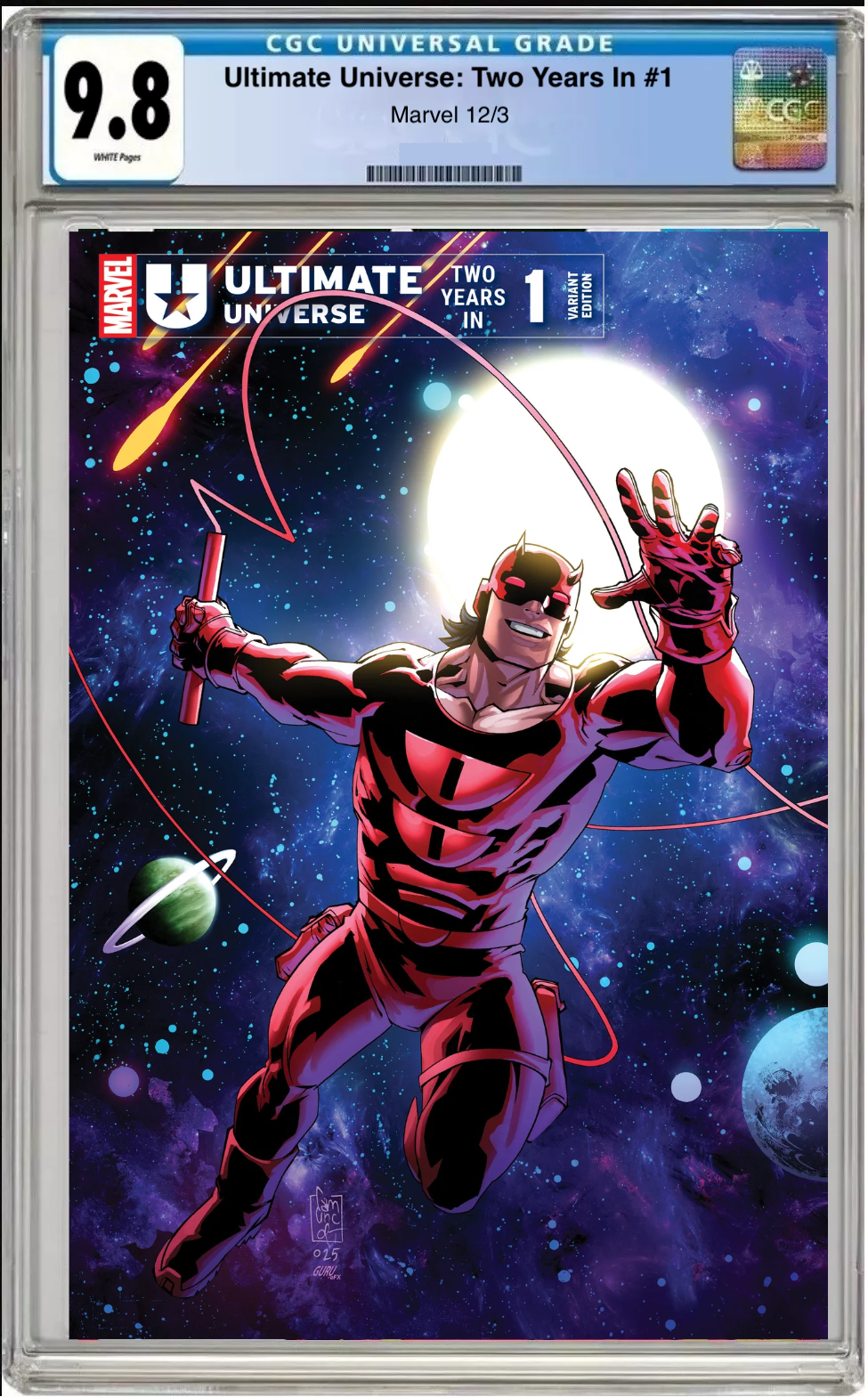 Comic book cover of Ultimate Universe: Two Years In #1 Giuseppe Camuncoli Cover with CGC grading label.