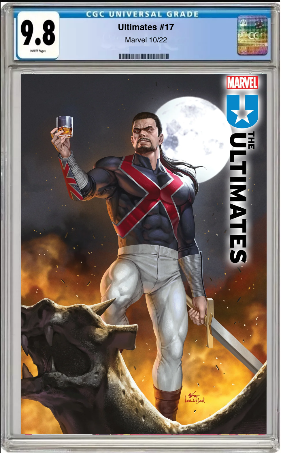 Comic book cover of Ultimates #17 InHyik Lee Special Cover with CGC 9.8 grading label.
