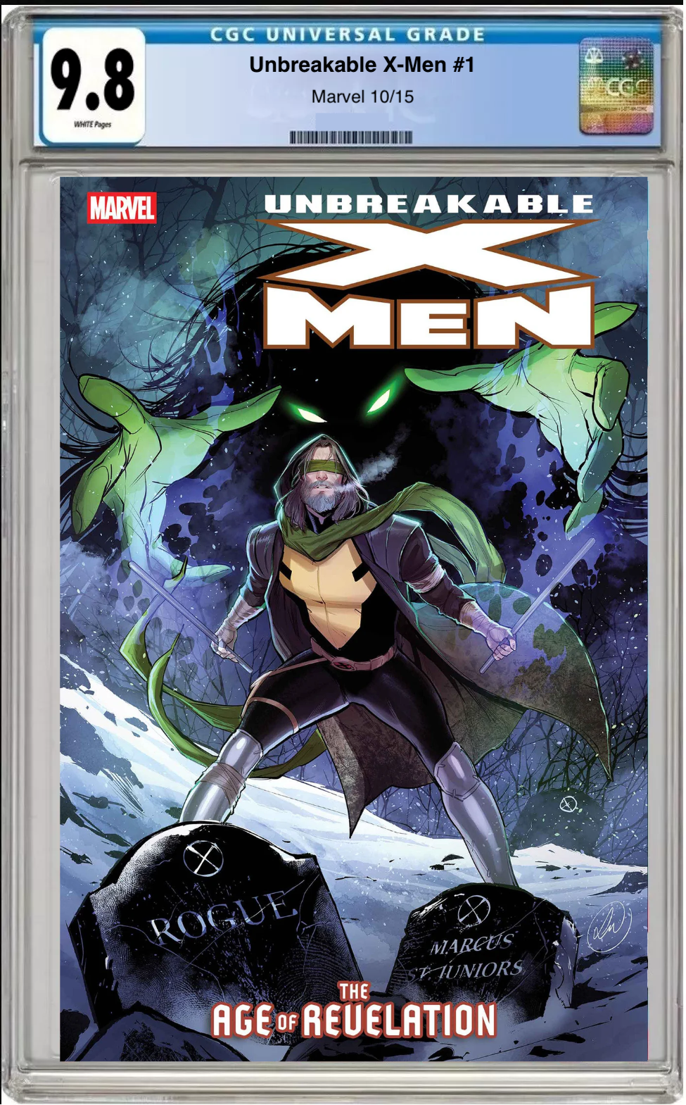 Comic book cover of Unbreakable X-Men #1 Main Cover with CGC 9.8 grading label.