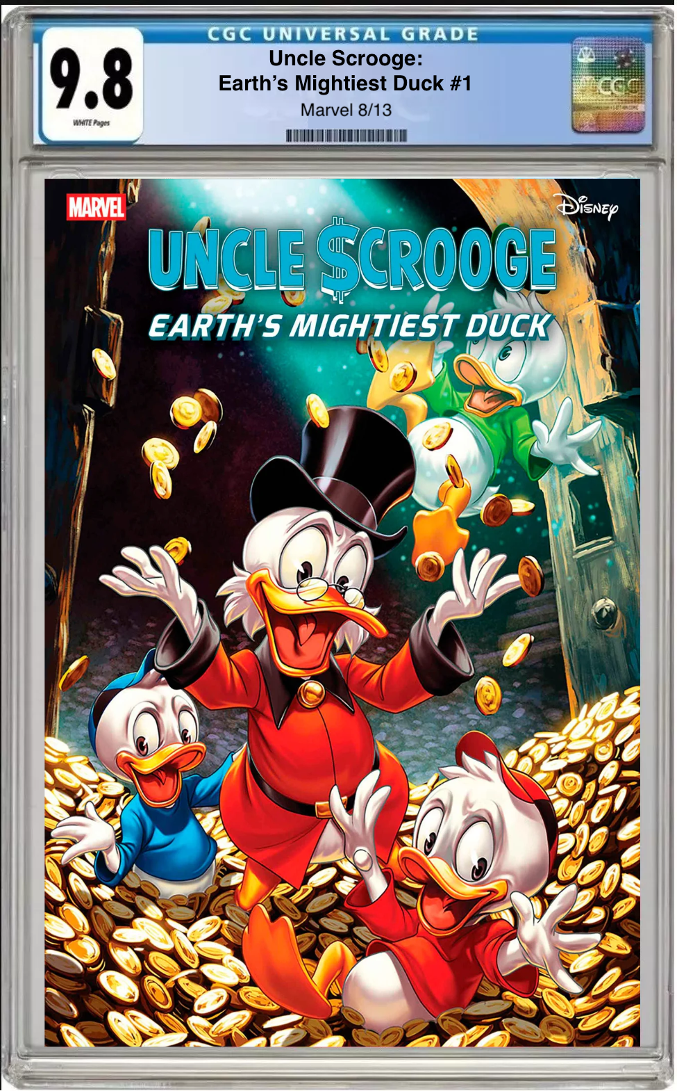 Comic book cover of Uncle Scrooge: Earth’s Mightiest Duck #1 Mark Brooks Cover with CGC grading label.