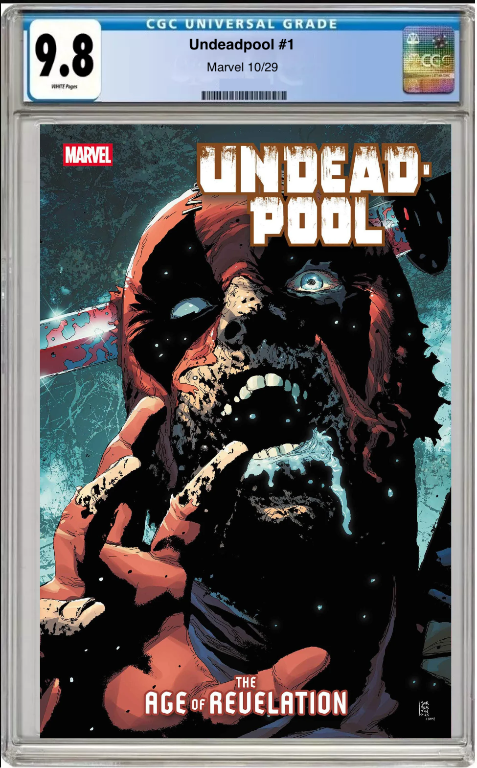 Comic book cover of Undeadpool #1 Andrea Sorrentino Cover with CGC 9.8 grading label.