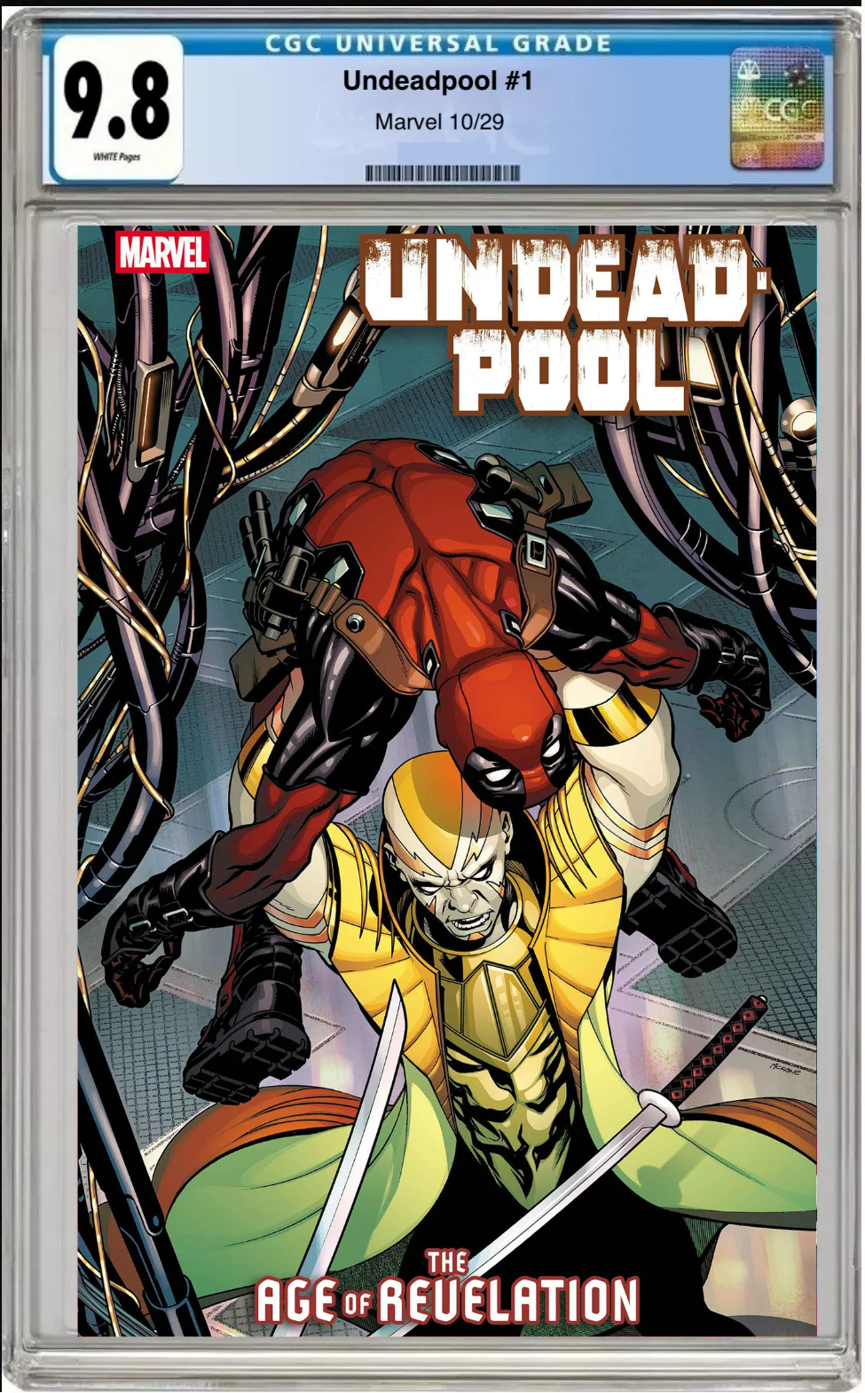 Comic book cover of Undeadpool #1 Mike McKone Cover with CGC 9.8 grading label.