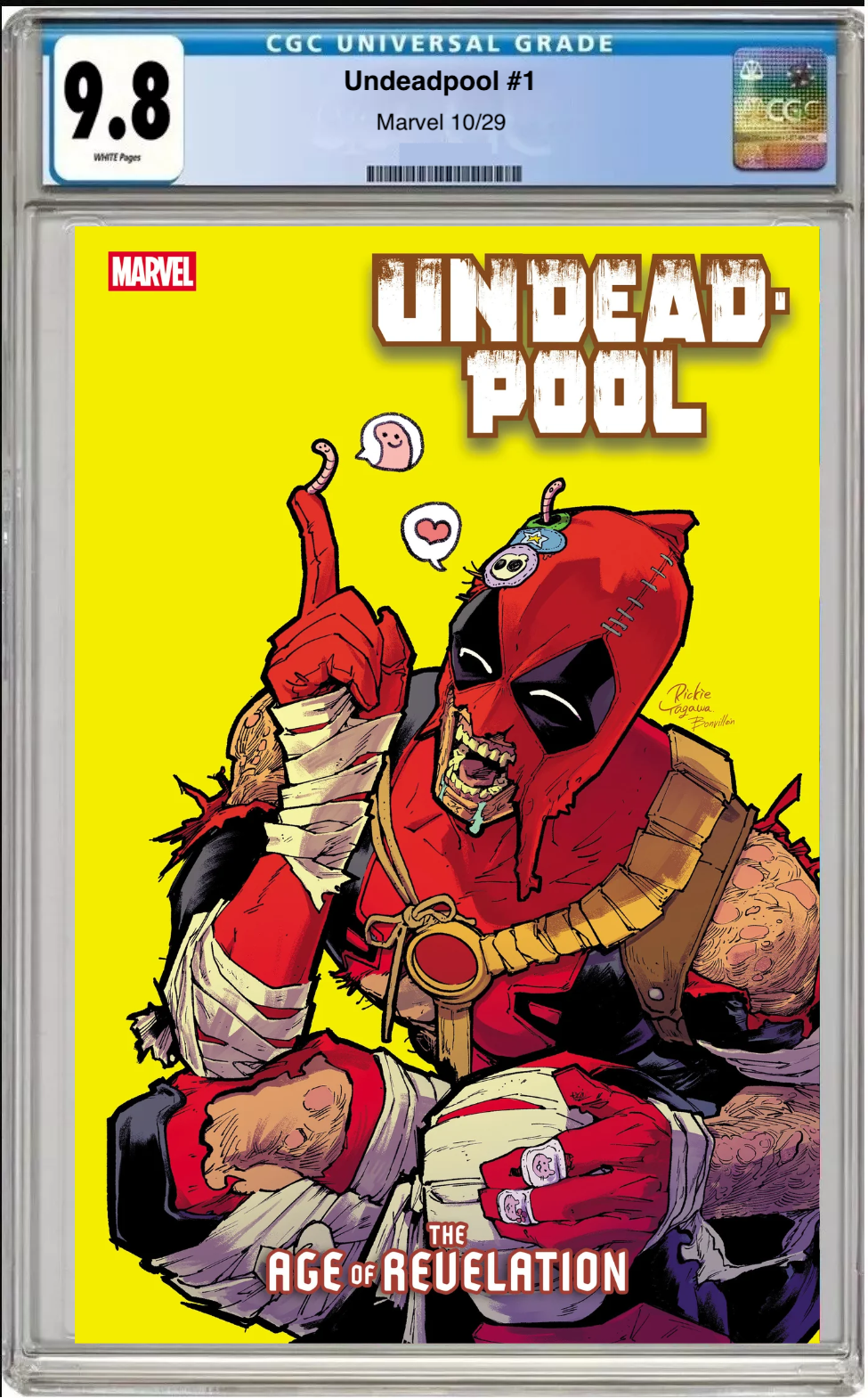 Comic book cover of Undeadpool #1 Rickie Yagawa Cover with CGC 9.8 grading label.