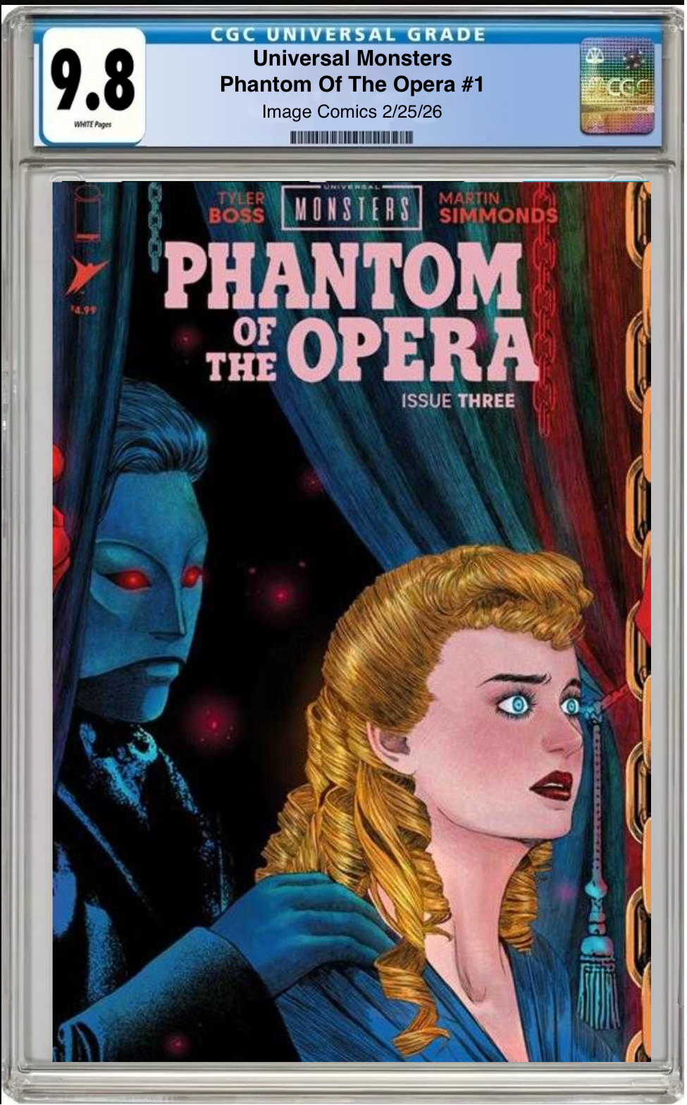 Comic book cover of Universal‑Monsters‑Phantom‑of‑the‑Opera #1 Cover C with CGC grading label.