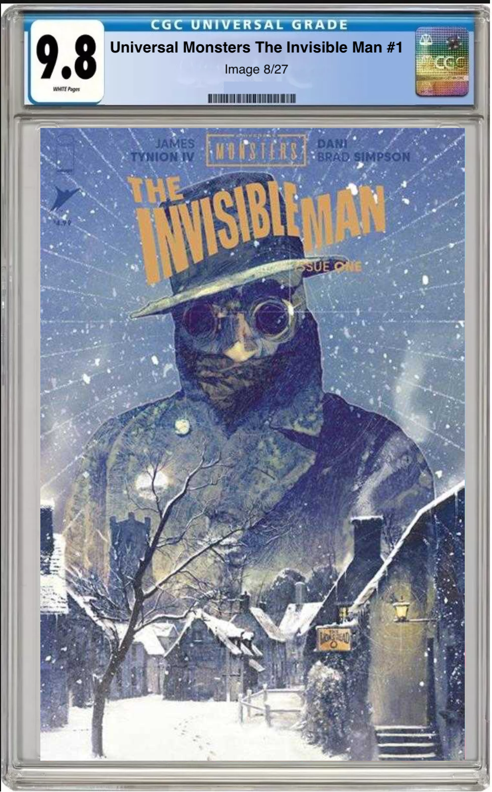 Comic book cover of Universal Monsters: The Invisible Man #1 Joshua Middleton Cover with CGC grading label.