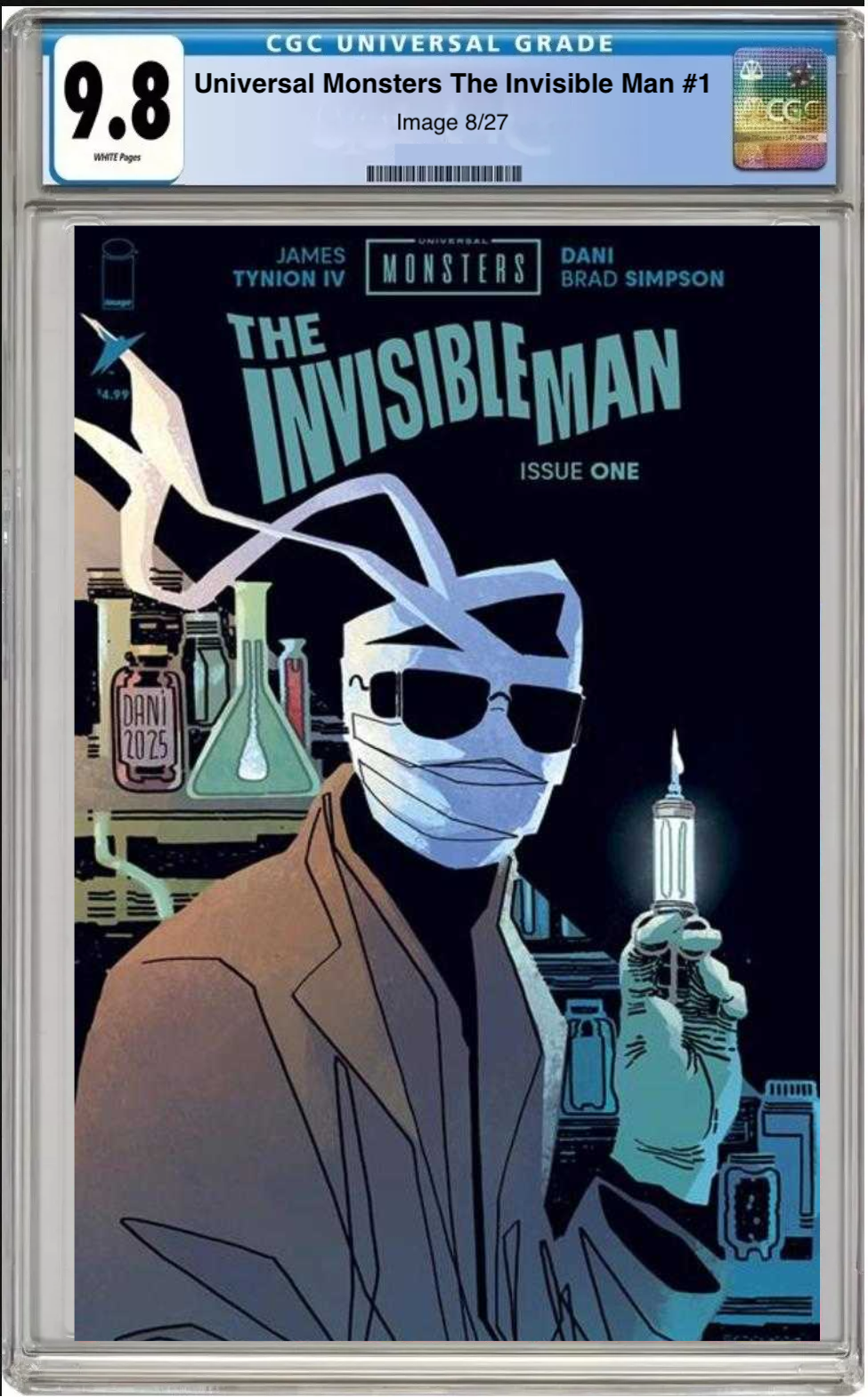 Comic book cover of Universal Monsters: The Invisible Man #1 Main Cover with CGC grading label.