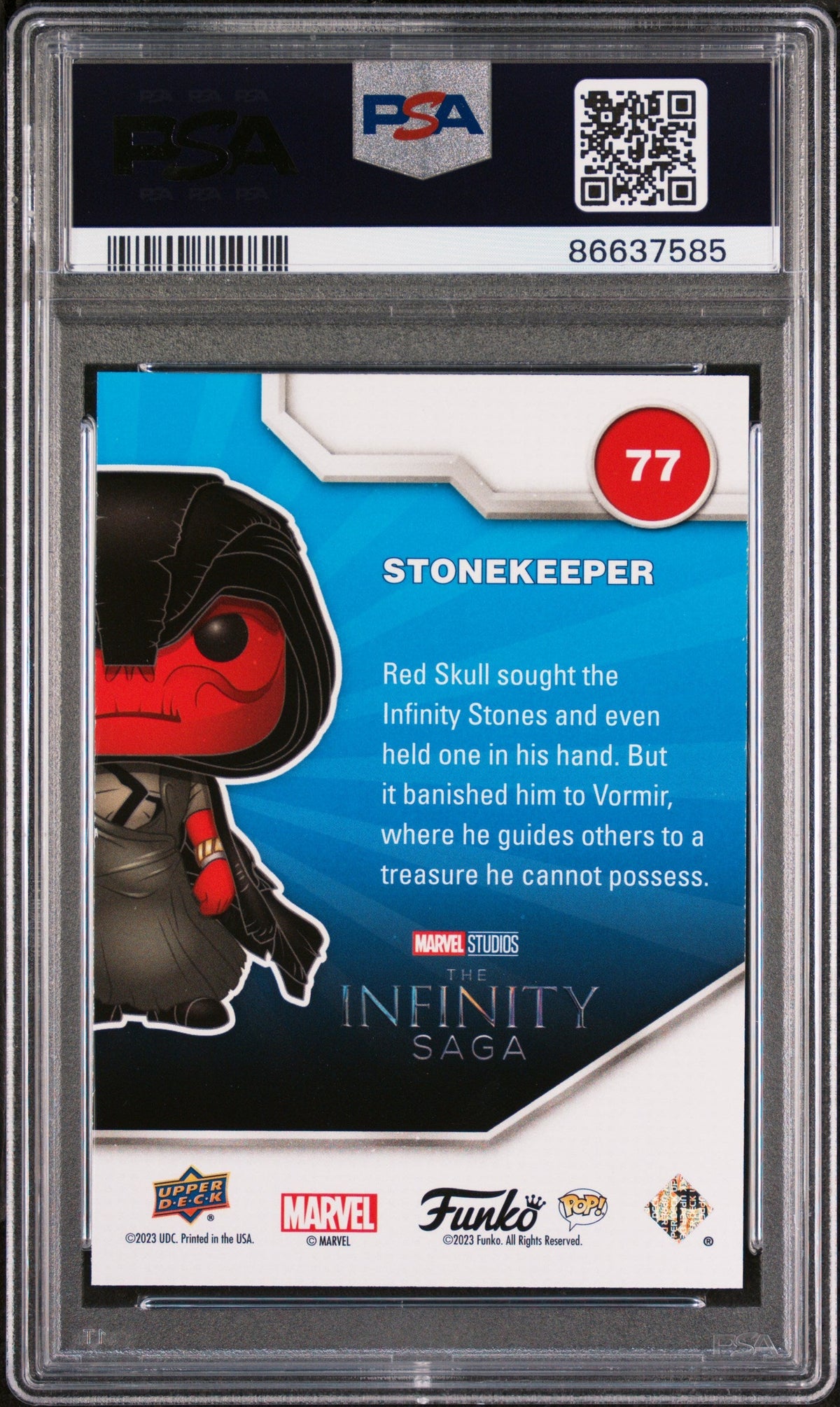 2023 UPPER DECK FUNKO POP MARVEL  STONEKEEPER PATINA #77  PSA 10