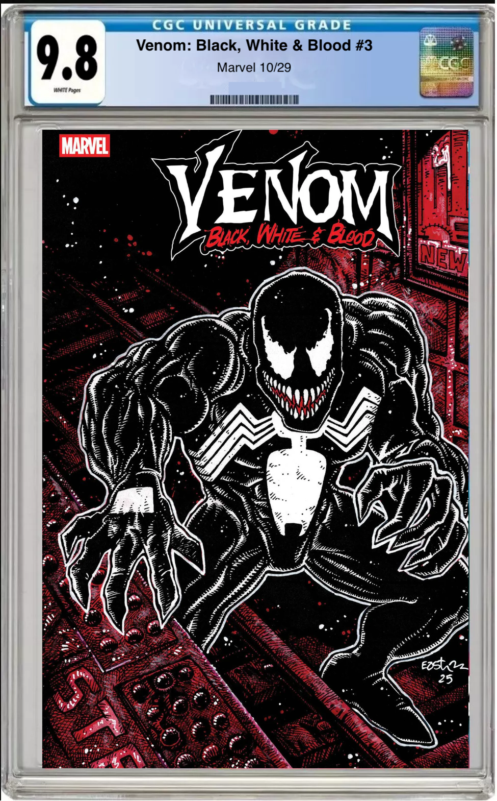Comic book cover of Venom: Black, White & Blood #3 Main Cover with CGC 9.8 grading label.