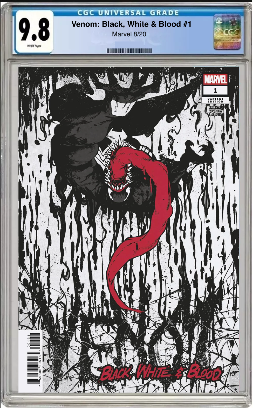 Comic book cover of Venom: Black, White, and Red #1 Sanford Greene Cover with CGC grading label.