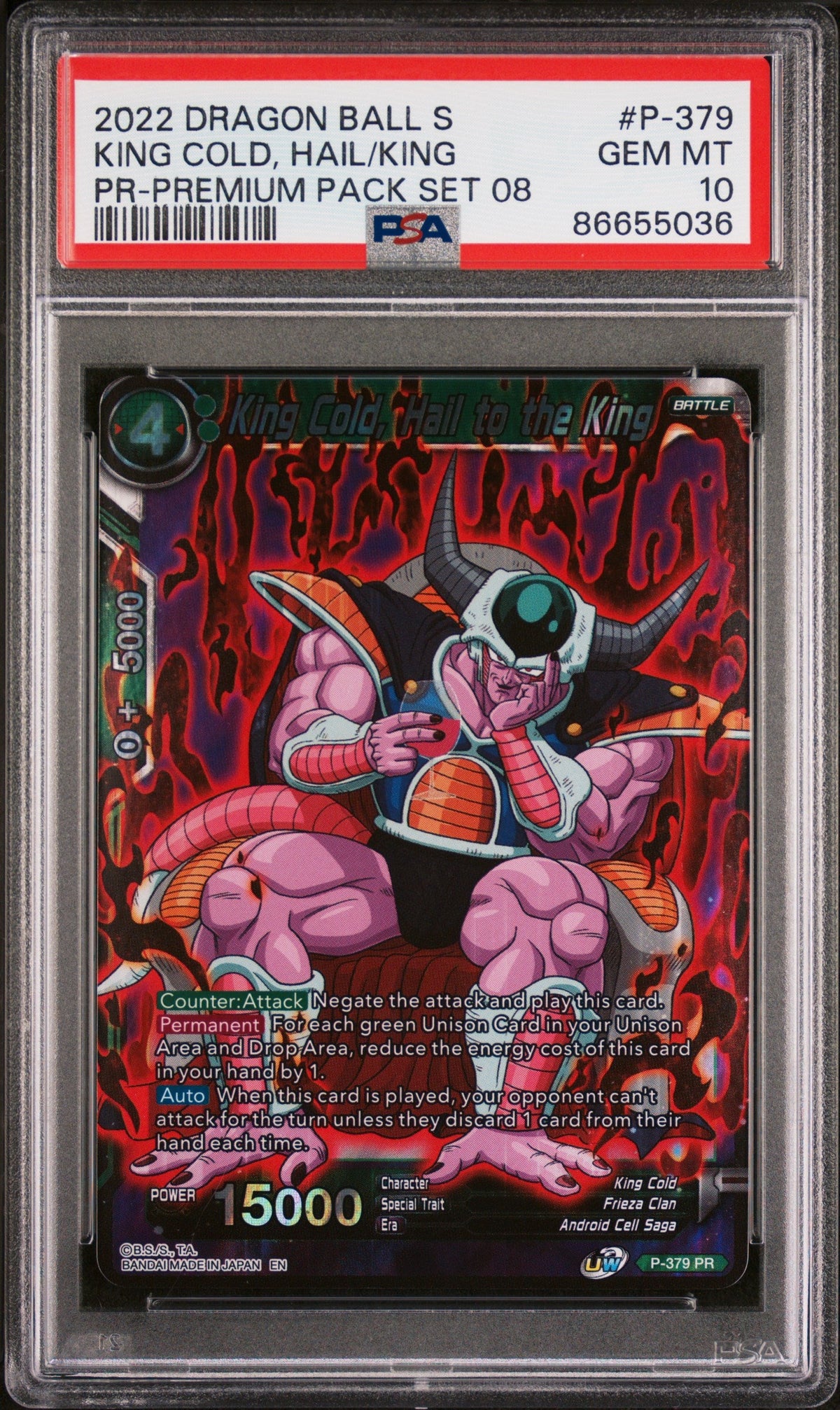 2022 DRAGON BALL SUPER KING COLD, HAIL/KING #P-379 - PSA 10
