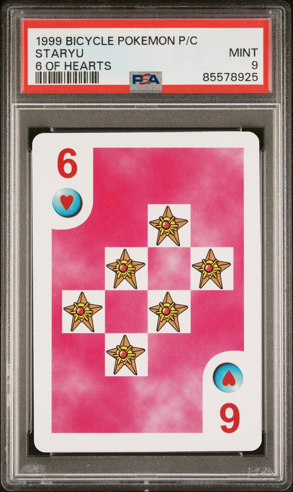 1999 BICYCLE POKEMON PLAYING CARDS STARYU  -  PSA  9