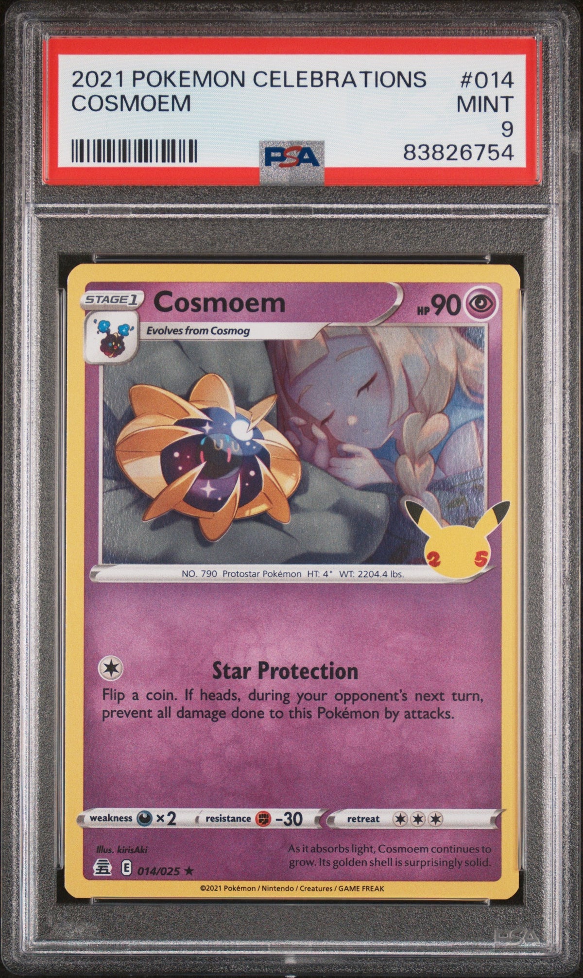 2021 POKEMON CELEBRATIONS COSMOEM #14 PSA 9