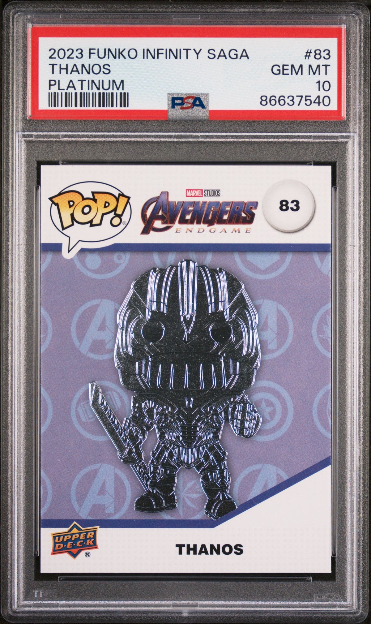 2023 UPPER DECK FUNKO POP MARVEL  THANOS PLATINUM #83  PSA 10