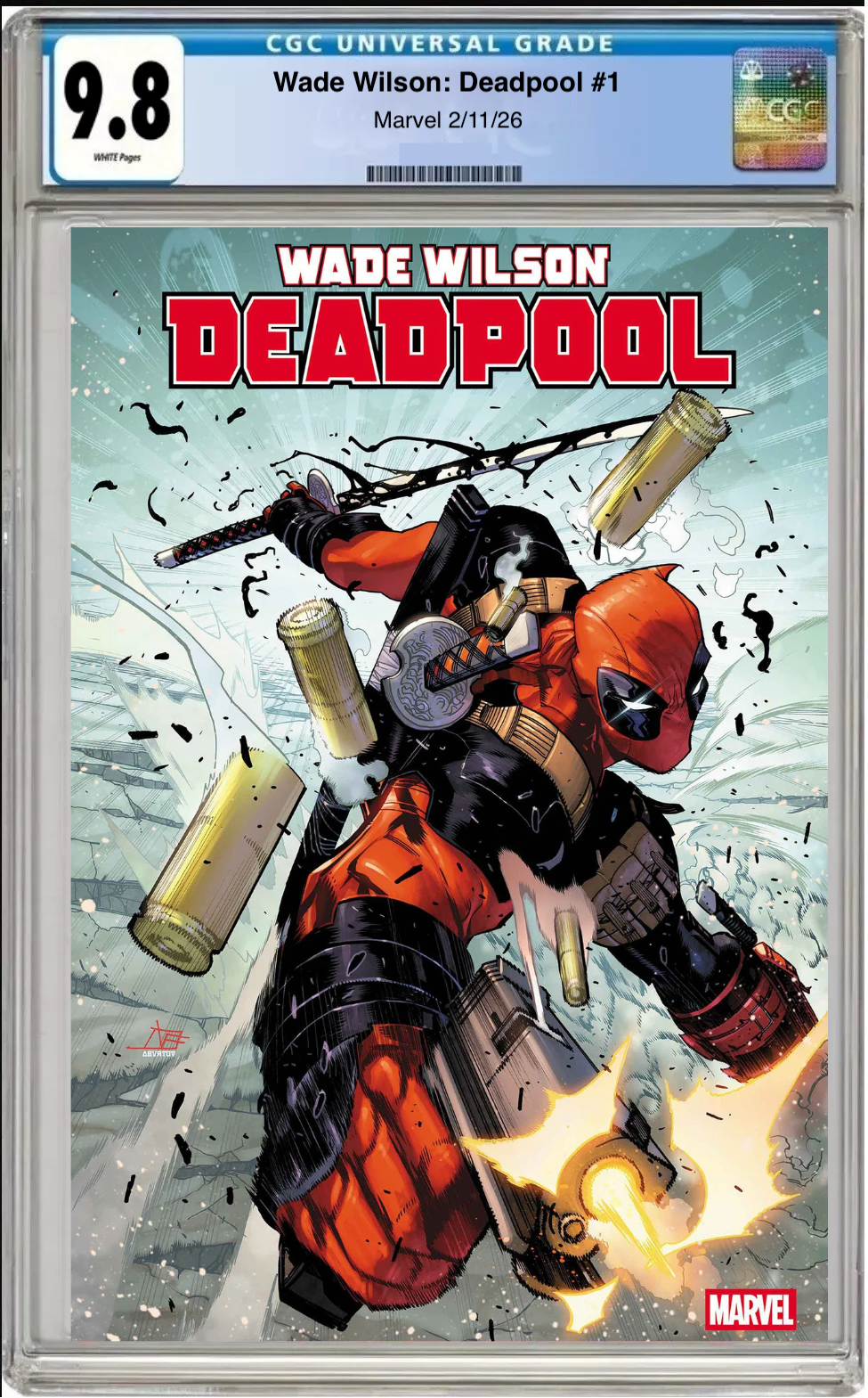 Comic book cover of Wade Wilson: Deadpool #1 Federico Vicentini Cover with CGC grading label.