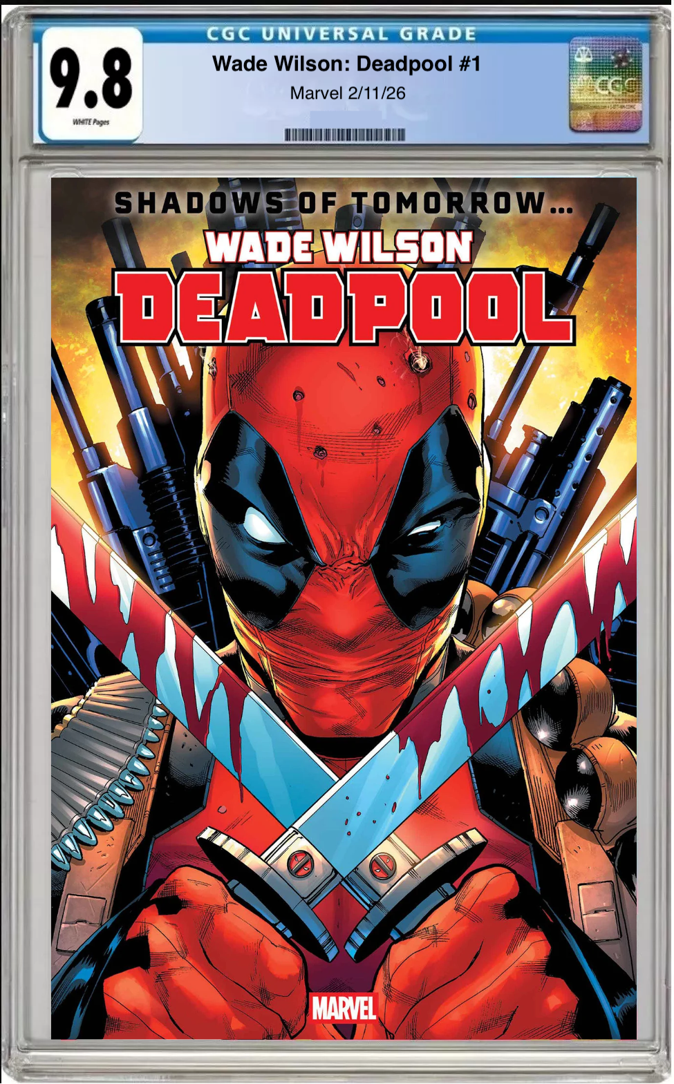 Comic book cover of Wade Wilson: Deadpool #1 Main Cover with CGC grading label.