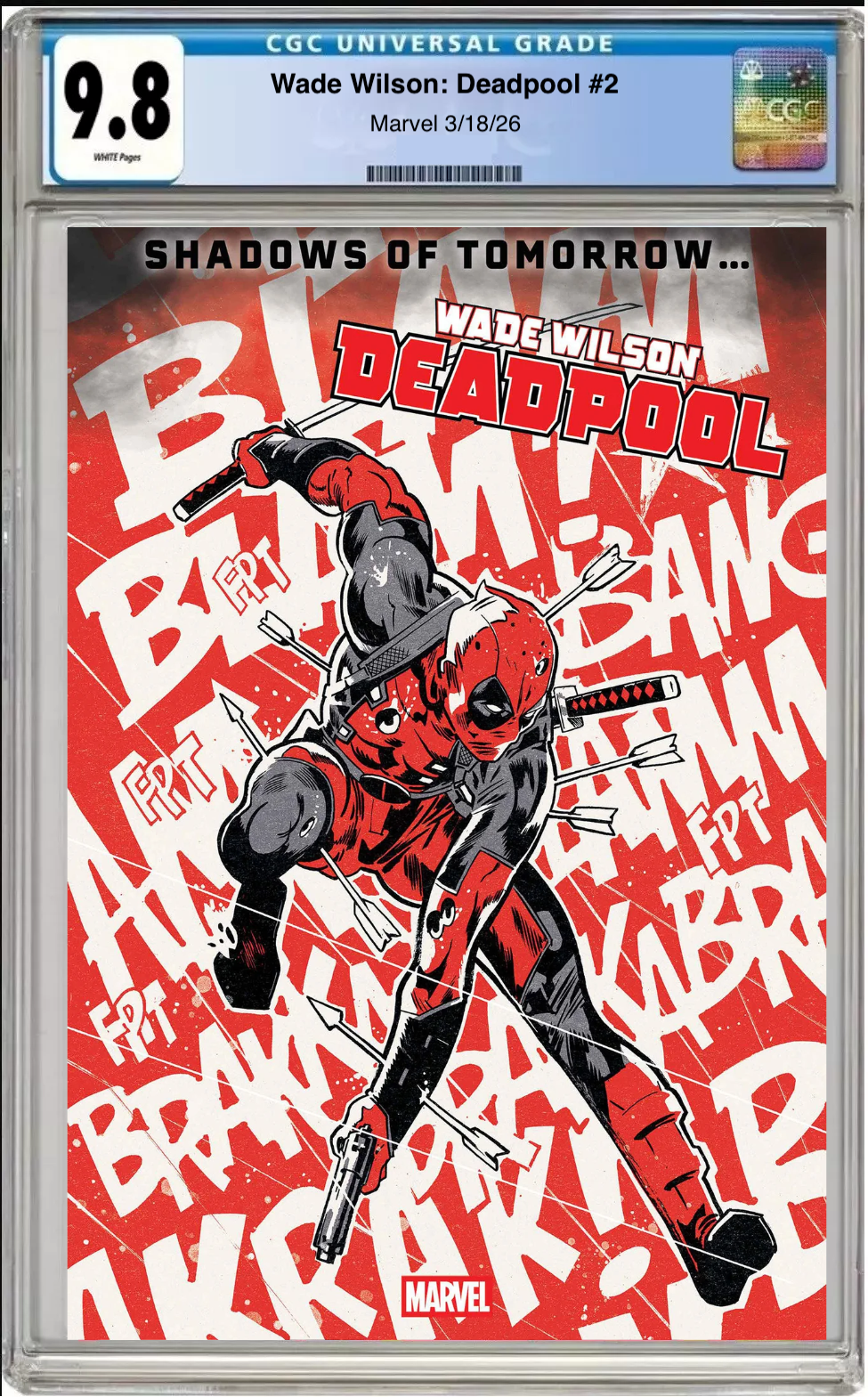 Comic book cover of Wade Wilson: Deadpool #2 Michael Walsh Cover with CGC grading label.