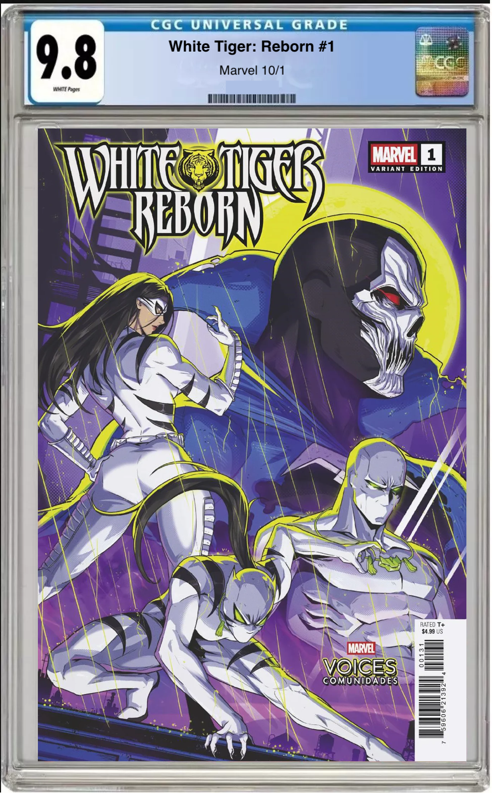 Comic book cover of White Tiger Reborn #1 Main Jhony Caballero Cover with CGC grading label