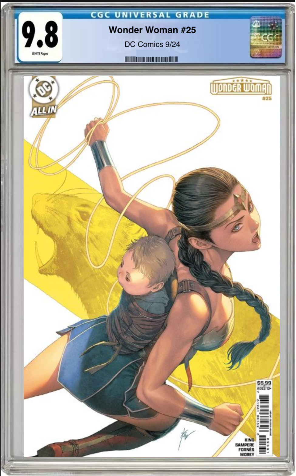 Comic book cover of Wonder Woman #25 Homare Card Stock Cover C with CGC grading label.