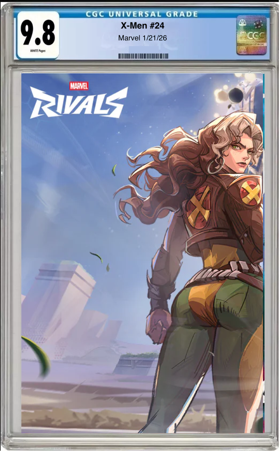 Comic book cover of X-Men #24 NetEase Games Marvel Rivals Wraparound Cover with CGC grading label. back