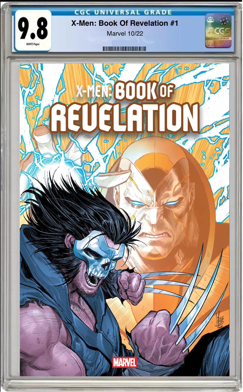 Comic book cover of X-Men: Book of Revelation #1 Marco Checchetto Foil Cover with CGC 9.8 grading label.