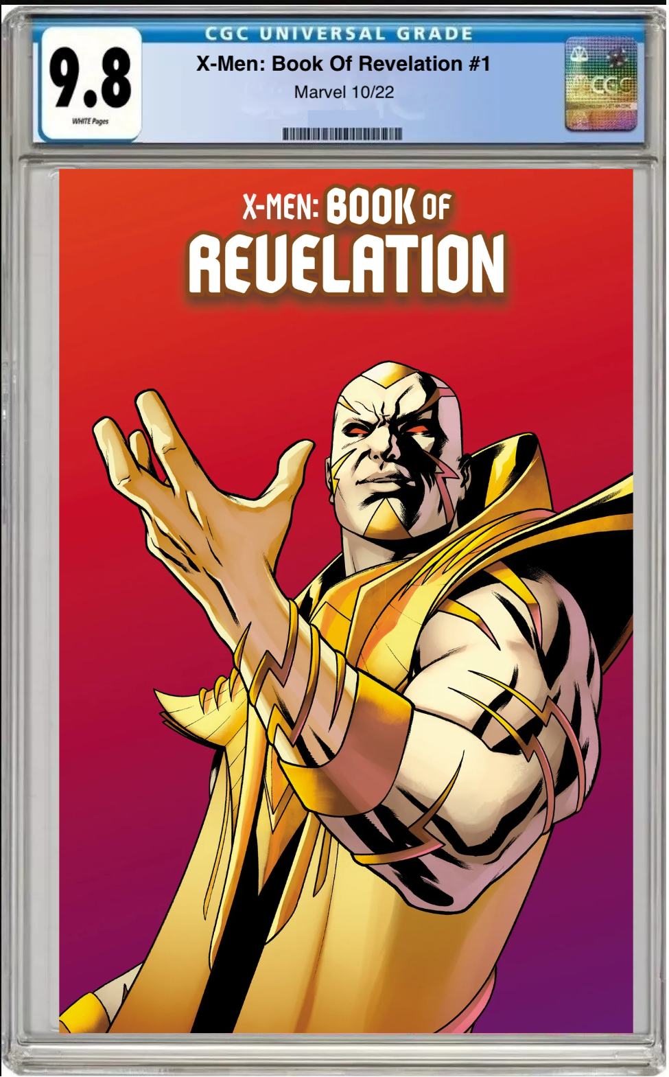 Comic book cover of X-Men: Book of Revelation #1 Mike McKone Revelation Character Cover with CGC 9.8 grading label.