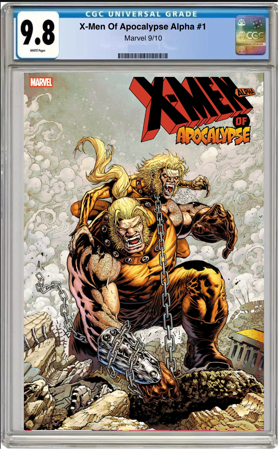 Comic book cover of X-Men of Apocalypse Alpha #1 Ian Churchill Cover with CGC grading label.