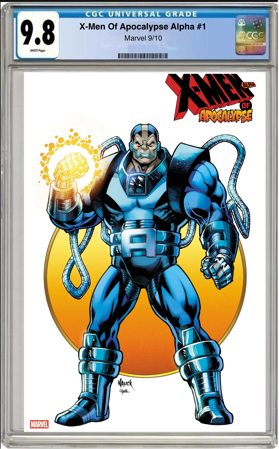 Comic book cover of X-Men of Apocalypse Alpha #1 Todd Nauck Iconic Cover with CGC grading label.